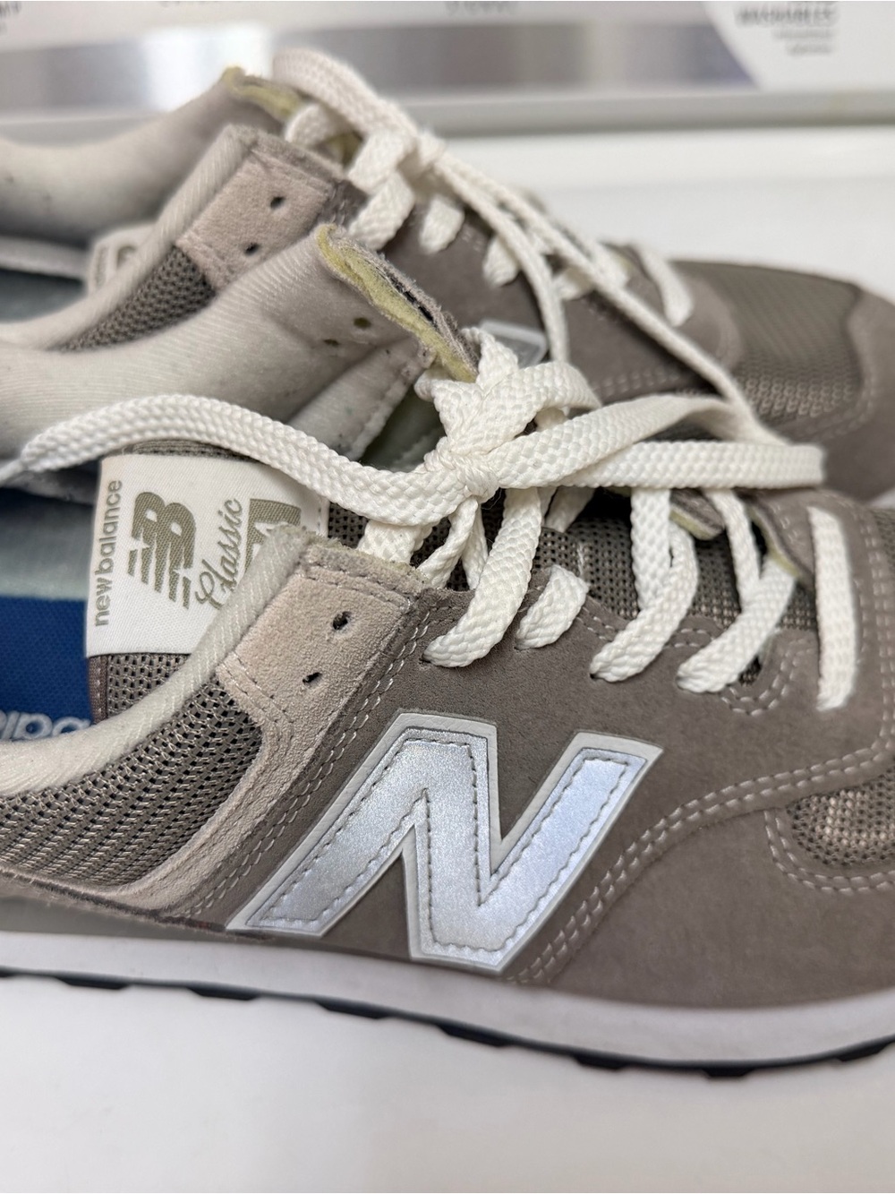 New Balance Men's Taupe and White Classic Lace-Up Sneakers